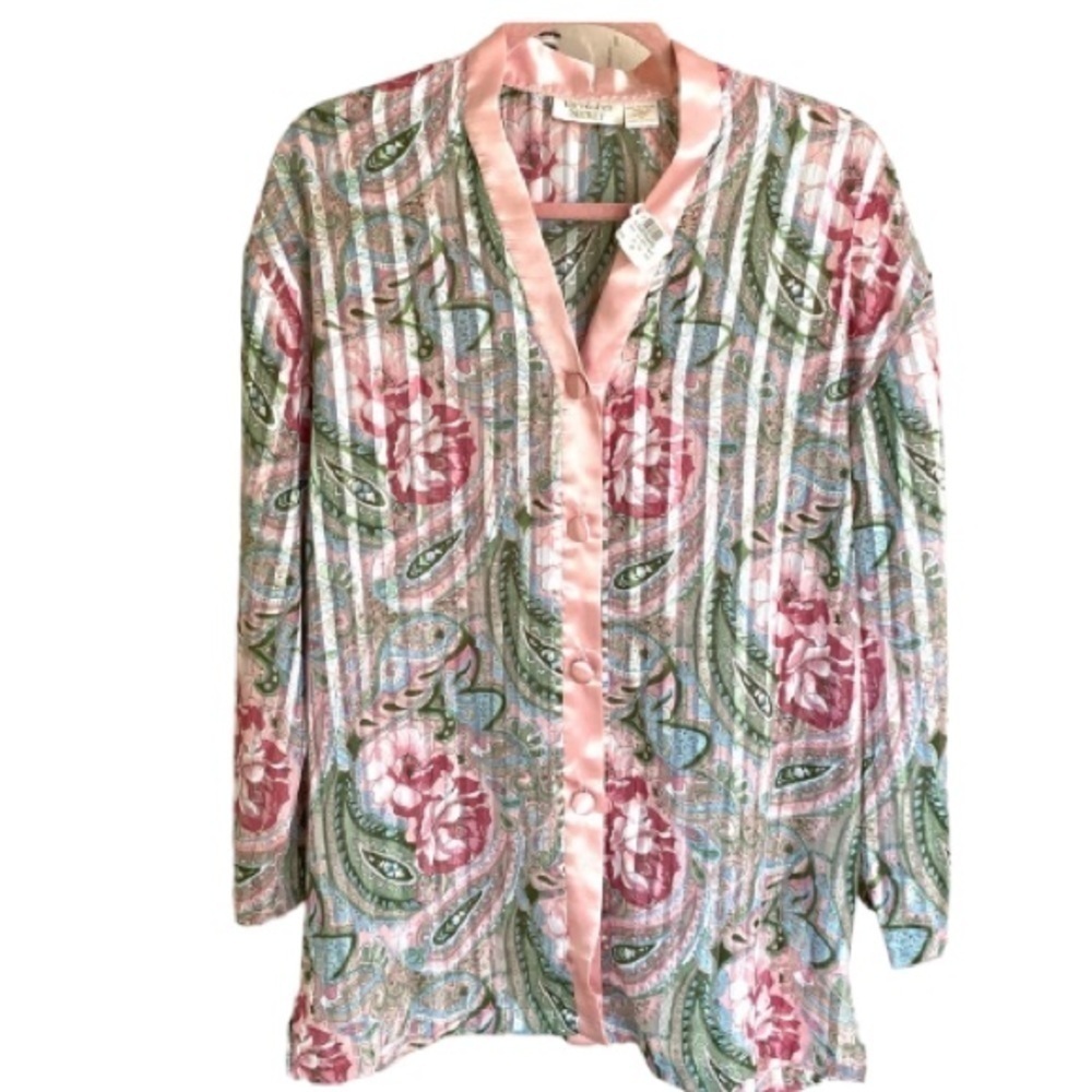 Victorias Secret pajamas Vintage gold label tag NEW button down satin silky feel
